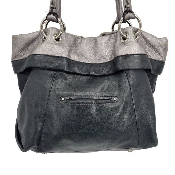 B. Makowsky Shoulder Bag Leather Black Silver Braided Slouchy Large Edgy Baddie - Picture 10 of 17